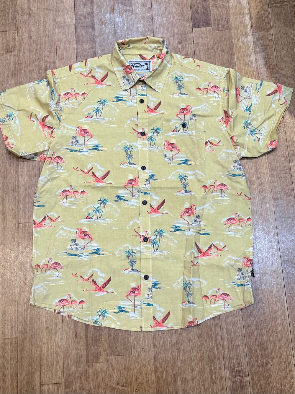 Howler Brothers - Flamingo Flight,  Men’s Short Sleeve Shirts - LARGE - NWOT